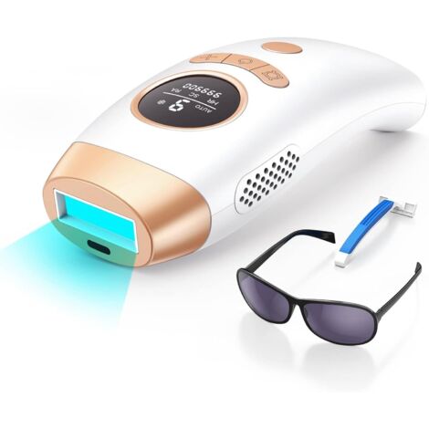 Dispositivo per la depilazione a luce pulsata intensa (IPL) per donne e uomini, risultati indolori e duraturi, schermo LCD, depilazione laser a casa per ascelle, viso, gambe e zona bikini, bianco (1/5)