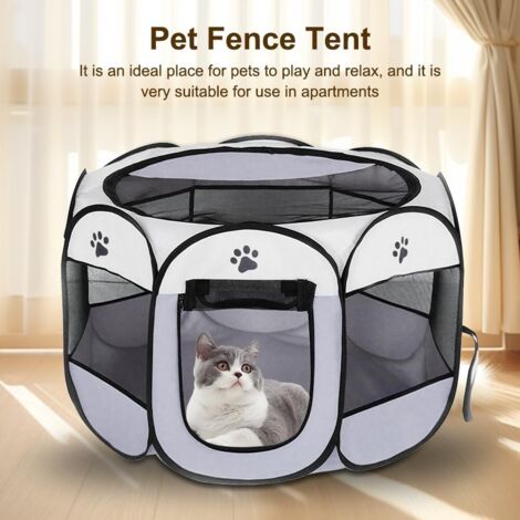 Recinto pieghevole per cuccioli 74x74x45 cm, recinto portatile per gatti, recinto per piccoli animali, recinto per cani, gatti, conigli, per interni ed esterni (grigio)