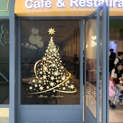 Confezione Da 2 Adesivi Statici Per Alberi Di Natale, Grandi Adesivi Dorati Per Alberi Di Natale Per Pareti Finestre Porte E Vetrine 90906483