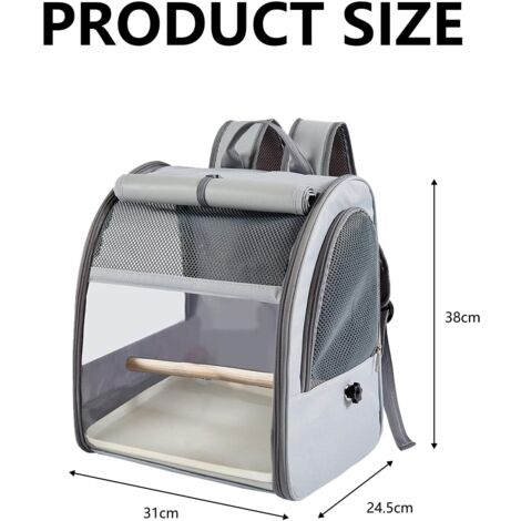 Zaino per il trasporto degli uccelli con trespolo su supporto e vassoio, borsa per il trasporto dei pappagalli, gabbia portatile da viaggio per pappagalli, escursionismo, campeggio (1/4)