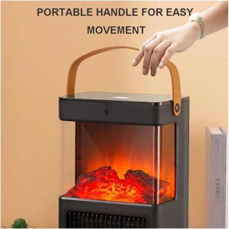 Riscaldatore elettrico, riscaldatore elettrico 3D Specchio Camino Vetro Simulazione Fiamma, Camino elettrico Soggiorno Radiatore Copertura Decorativa Riscaldatore Ventilatore (Meccanico) (1/2)