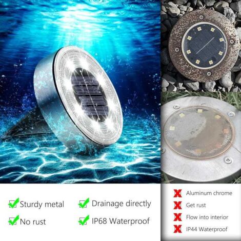 12 luci solari da giardino, luci solari da terra impermeabili IP68, luce bianca 6000K, sensore di luce integrato, adatte per recinzioni (1/3)