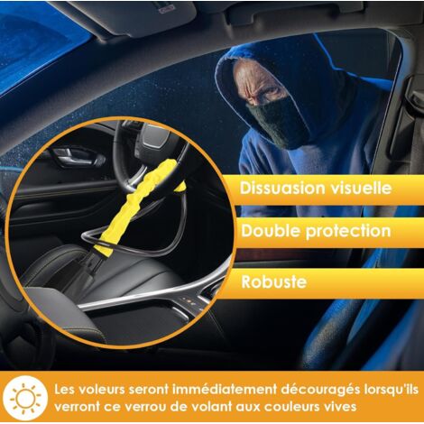 Bloccasterzo antifurto per auto, barra antifurto, blocco auto, barra di sicurezza per veicoli e alta visibilità, resistente per la maggior parte dei modelli con tre chiavi