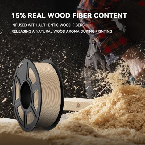 Filamento PETG Wood - 1,75 mm - Filamento PLA per stampante 3D - struttura in legno - contiene il 15% di fibre di legno - bobina da 1,1 kg - precisione dimensionale