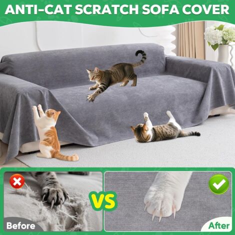 Copridivano antigraffio per gatti Loiion, copridivano impermeabile, copridivano a 2 posti, protezione antigraffio per gatti, copridivano antiscivolo, adatto a bambini, cani, gatti, grigio, 300x180 cm