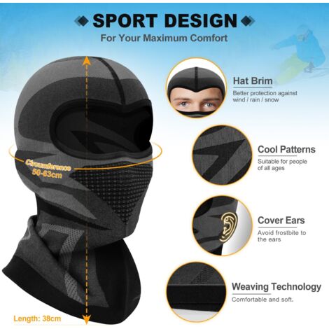 Passamontagna con cappuccio integrale per uomo e donna, taglio in pile traspirante, maschera per il viso, anti-freddo, scaldacollo, per motociclismo, sci, ciclismo, escursionismo, arrampicata