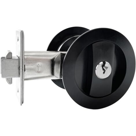 Maniglia per porta scorrevole rotonda con serratura nera da 66 mm, maniglia invisibile, maniglie per porta a scomparsa con serratura e chiave