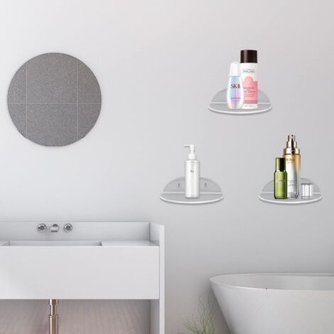 Mensole da parete galleggianti in acrilico, set da 3, piccole mensole da parete, non richiedono fori, per camera da letto, bagno, cucina, soggiorno, ufficio (1/4)