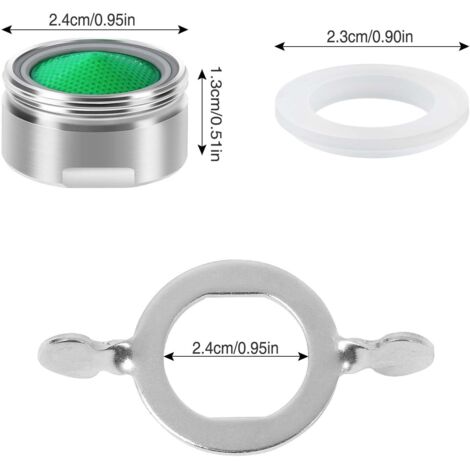 pezzi Aeratore M24, Aeratore in acciaio inossidabile Filtro ABS + 8 guarnizioni e 1 chiave, Ugello per risparmio idrico Rompigetto Rubinetto da cucina e bagno Materiale - Argento