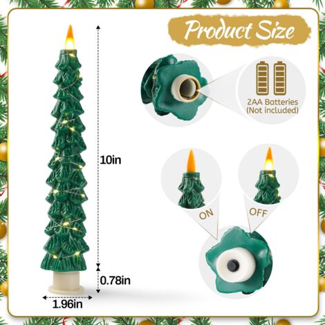 Candele per albero di Natale circondate da luci a LED senza fiamma con telecomando e funzione timer Verde (1/4)