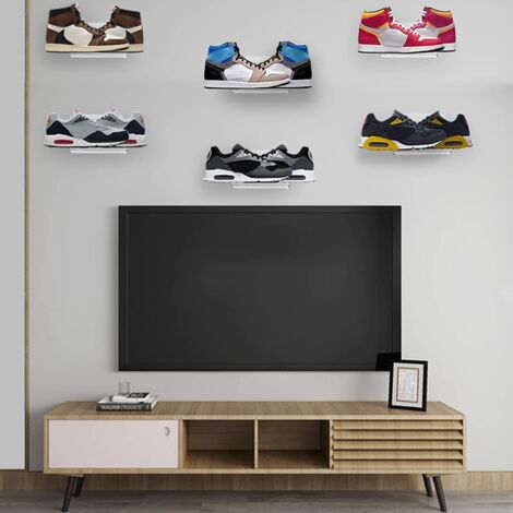 Set di 6 espositori galleggianti per scarpe, portascarpe levitanti da parete per collezione di scarpe da ginnastica o scatole per scarpe (1/4)