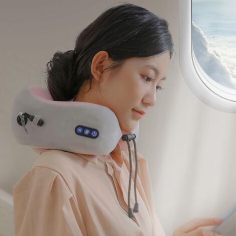 Cuscino massaggiante elettrico portatile per collo e spalle Shiatsu, sollievo dalla tensione del collo con calore lenitivo per viaggi, casa, aereo, ufficio (1/4)