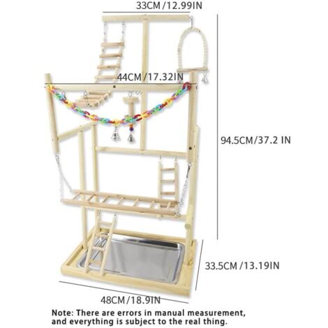 Trespolo per uccelli, giocattolo per pappagalli, area gioco per uccelli, area gioco in legno per parrocchetti e canarini, trespolo in legno per pappagalli - 48  33,5  94,5 cm