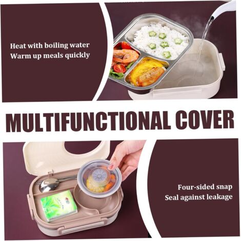 Lunch box termico per bambini, lunch box in acciaio inox per bambini e adulti, a prova di calore, impilabile, riscaldato, con vassoio a 3 scomparti e ciotola per zuppa, bacchette