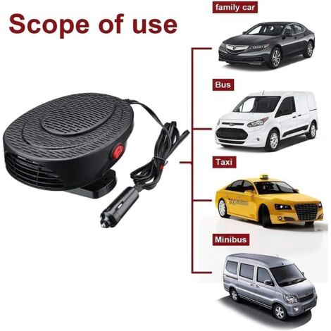 Kit 2 in 1 per lo sbrinamento invernale dell'auto, ventola portatile da 12 V e 150 W, si collega all'accendisigari dell'auto e sbrina rapidamente il veicolo (1/4)