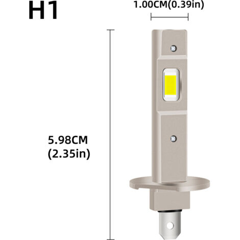 Led H1, chip CSP 6500K 500%, lampada automobilistica H1 LED abbagliante e anabbagliante, lampadina esterna, sostituzione lampade alogene e allo xeno, 2 LED H1 (1/5)