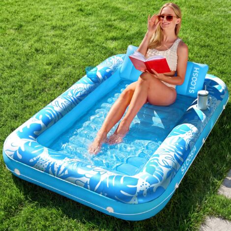 Materassino Gonfiabile per Piscina 178 x 116 cm, Lettino Prendisole per Adulti, Galleggiante per Piscina, Materasso Gonfiabile per Adulti, Divertimento Estivo, Festa in Acqua (Fiori Blu) (1/5)