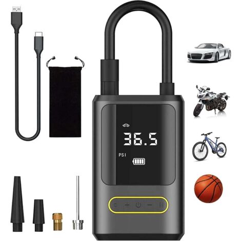 Gonfiatore elettrico portatile senza fili per pneumatici, pompa ad aria durevole da 150 PSI, doppio display LCD perfetto per pneumatici di auto e moto, palloni, biciclette, campeggio, power bank e car (1/4)