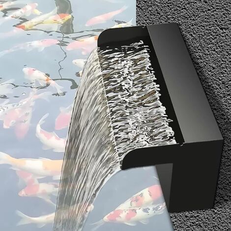 Fontana per Piscina Nera con rovesciatore e Cascata, Kit fontane a Cascata, Fontana a Cascata in Acciaio Inossidabile per Arredamento Interno/Esterno, per Giardino, Patio e Cortile(30CM)
