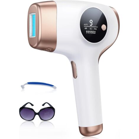 Dispositivo per Depilazione a Luce Pulsata (IPL), 9 Livelli di Energia, 999.000 Flash, 3 Funzioni, Depilazione Laser Permanente, Indolore, per Donna e Uomo, Viso, Bikini, Corpo