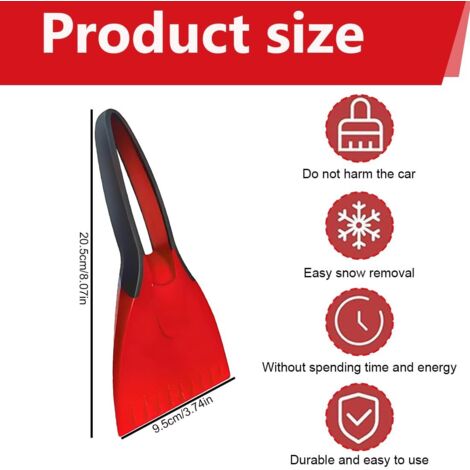 Raschietto per ghiaccio professionale in 2 pezzi, efficiente e sicuro, tergivetro, impugnatura ergonomica in EVA ultra morbida, materiale PC rinforzato, per rimuovere ghiaccio, neve e brina