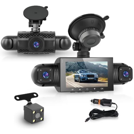 Dashcam per auto 1080P, 4 telecamere, protezione a 360°, schermo IPS da 3 pollici, visione notturna, sensore G, monitoraggio parcheggio, registrazione in loop, compensazione dell'esposizione