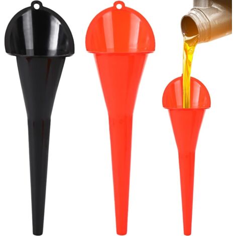 Imbuto Lungo e Fine, Imbuto per Carburante, Imbuto di Riempimento, Imbuto Lungo Additivo per Olio Motore a Benzina Moto Agricola Uso Pratico Agricolo,Rosso+Nero