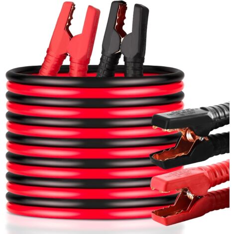 Cavi di avviamento per batterie per auto, Cavi di avviamento per carichi pesanti con custodia in PVC, 4 m 1800 A, Avviamento di emergenza per batterie scariche o deboli, Funziona con tutti
