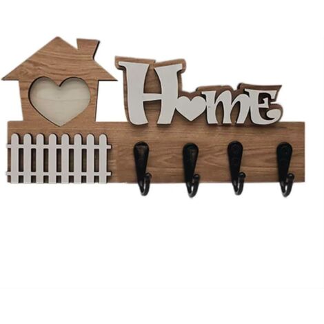 Simpatico gancio da parete per riporre chiavi con 4 ganci, decorazione da parete, per cucina, ufficio, bagno, soggiorno, 22 cm (tipo A) (1/5)