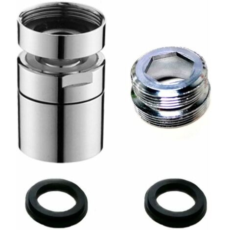 Rubinetto aeratore, filtro dell'acqua girevole a 360 gradi per risparmio idrico, adatto per filettatura esterna M22 e filettatura femmina M24 (Argento)