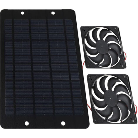Ventilatore solare da 10 W 12 V 2 A, design a doppia ventola, ventilatore portatile esterno impermeabile, ventola di scarico del calore in silicone per serra, pollaio (1/5)