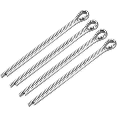 sourcing map Goupille Fendue - 5mm x 70mm 304 Inox Acier 2-Pinces Argenté Attache Clip Clé 4Pcs (1/3)
