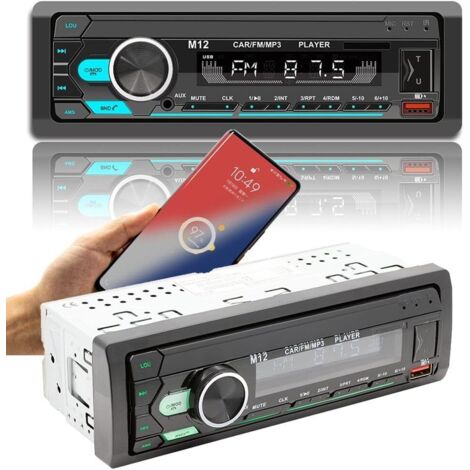 Ricevitore stereo per auto, ricevitore multimediale doppio USB 12V per auto con effetti di illuminazione a LED che cambiano colore