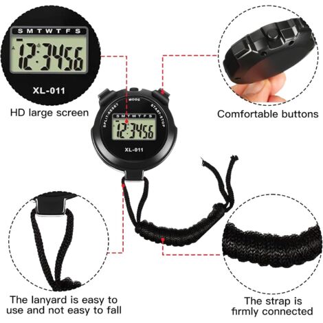 Set cronometro sportivo digitale da 3 pezzi, cronometro sportivo multifunzionale, timer sportivo digitale, cronometro con grande schermo per nuoto e allenamento sportivo (1/4)
