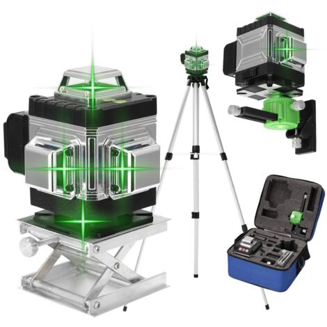 Livello Laser Verde 360° 4D 16 Linee, Laser da Cantiere Autolivellante 3°, con Batteria e Staffa Girevole, Barra di Prolunga in Lega per Treppiede 1,5 m Borsa a 3 Altezze Regolabili, (E16061EU) (1/5)