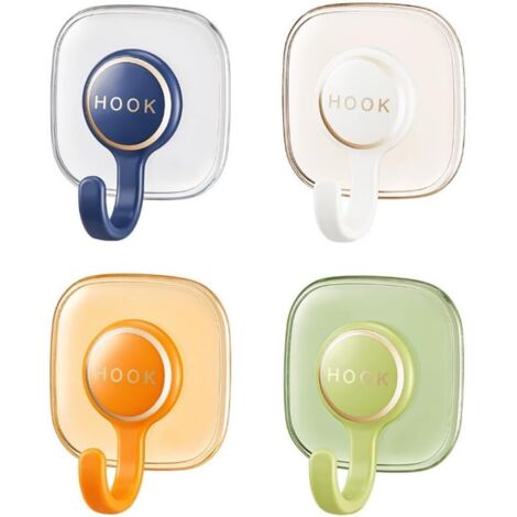 Gancio adesivo da parete generico non perforato per porta, parete posteriore, porta chiavi per cucina, ufficio, bagno, soggiorno, colori misti, confezione da 4 (tipo B) (1/5)