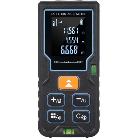Misuratore di distanza laser 100 m/328 piedi Strumento di misurazione laser portatile con 2 livelle a bolla Ampio display LCD retroilluminato Commutabile metri/piedi/pollici Modalità pitagorica Misura (1/5)