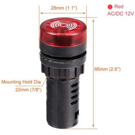 Pannello indicatore di allarme lampeggiante a LED AC/DC 12V, cicalino rosso, 3 pezzi (1/4)