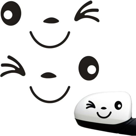 2 adesivi con faccina sorridente, adesivi per specchietto retrovisore per auto, adesivi per specchietto retrovisore per auto, adesivi decorativi carini per auto, adatti per specchietti retrovisori est (1/5)