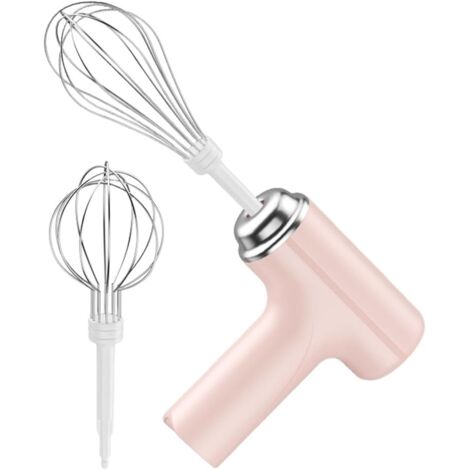 Sbattitore elettrico a 3 velocità con frusta, sbattitore elettrico, sbattitore manuale, frullino per le uova tradizionale, elettrico senza fili, aiuto per la cottura, utensile da cucina (rosa) (1/5)