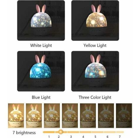 Lampada proiettore di stelle con luce notturna per bambini, luce notturna musicale rotante a 360° + timer + telecomando + 6 colori, luce notturna a LED con cielo stellato per bambini