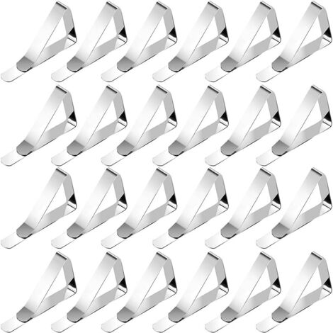 Set di 24 mollette per tovaglie, tovaglie antiscivolo, in acciaio inox, per esterni, interni, ristoranti, feste, picnic, giardino, argento (1/5)