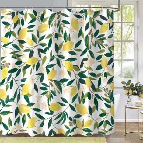 Tenda da doccia in tessuto impermeabile stile limone, 180x180cm con 12 ganci