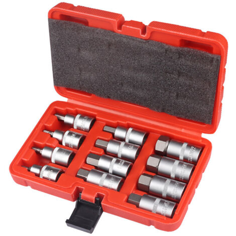 Set di bussole a 6 punte di 12 bussole a brugola da 1/2" Set di 6 bussole esagonali interne con custodia in plastica, scatola di immagazzinaggio, 5,6,7,8,10,12,14,16,17,18,19,22 mm (1/3)