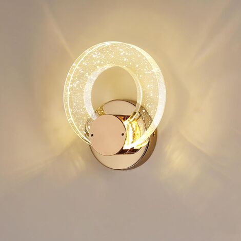 Lampada da parete in cristallo Lampada da parete per interni Lampada da parete a LED in stile moderno in oro 3 colori per soggiorno, bagno, camera da letto, comodino, portico [Grande] [Classe (1/5)