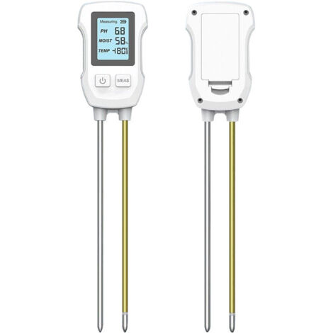 Tester del terreno pH 3 in 1, misurazione della temperatura e sensore igrometro, tester del terreno a base acida con display LCD retroilluminato, compatibile con prato/fattoria/giardino (1/5)