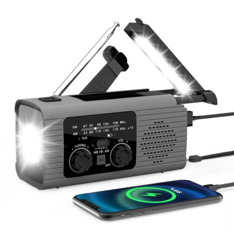 Radio di emergenza AM/FM/NOAA con radio a dinamo ricaricabile a energia solare - Torcia a LED, allarme SOS e dinamo a manovella, attrezzatura da campeggio di emergenza per lunghi viaggi e viaggi su st (1/5)