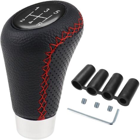 Nazalus-Sale Pomello cambio manuale universale a 5 marce Pomello cambio automatico con 4 adattatori per auto con cambio - Nero (1/5)