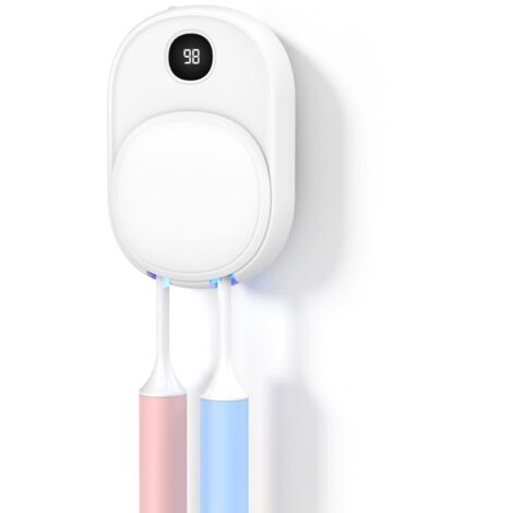 Portaspazzolino da Parete con Sterilizzazione UV-C e Ventilazione di Asciugatura - Supporto per 2 spazzolini da Denti, Senza Foratura, Ricaricabile tramite USB, Custodia igienica da Viaggio per il Bag (1/5)