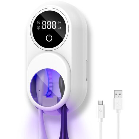Igienizzante per spazzolini da denti, supporto di pulizia portatile per spazzolini elettrici e manuali con sterilizzazione programmata, asciugatura, display a LED, ricaricabile per i viaggi (1/5)